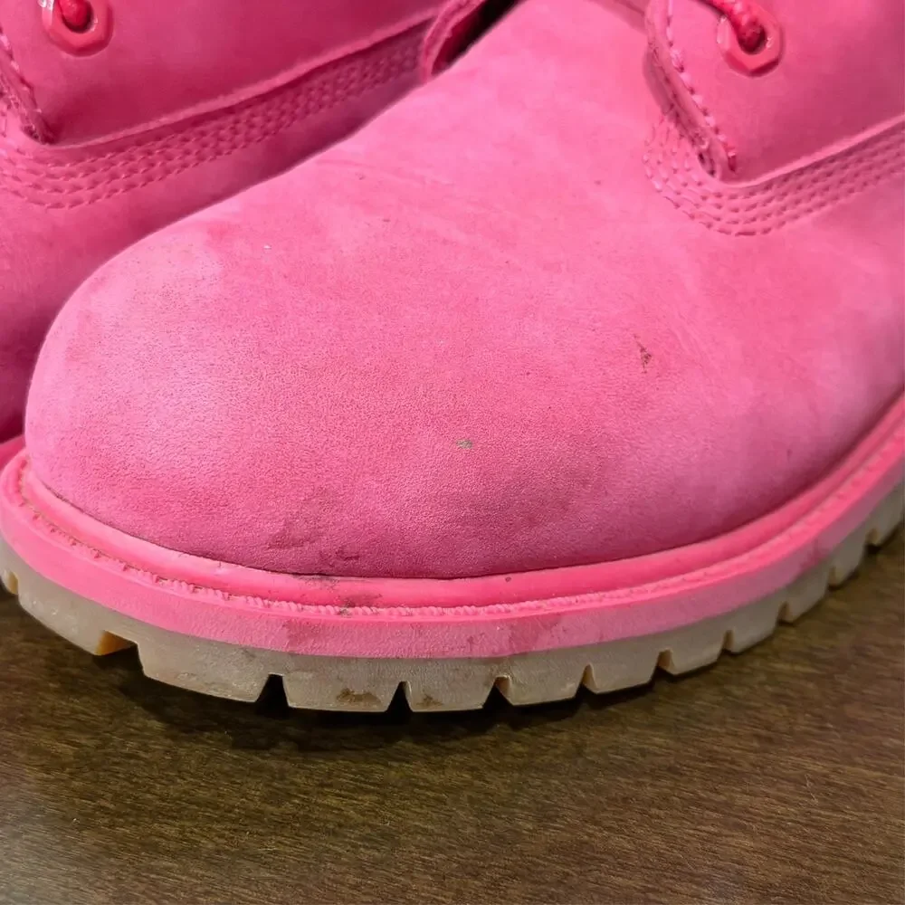 Timberland Hot Pink Suede Leather Lace Up Boots Shoes Youth Girls US 3 Gorpcore